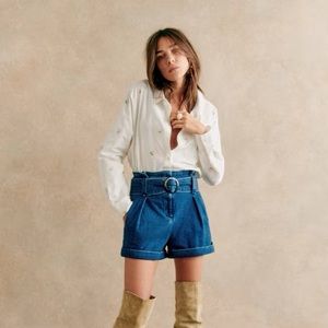 Sezane Rome Denim Shorts